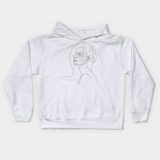 woman head lineart one line drawing Kids Hoodie